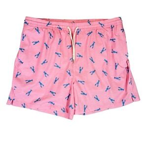 Wave Zone Men's Pink Blue Lobster Swim Trunks Shorts Liner XXL Preppy NWOT Boat
